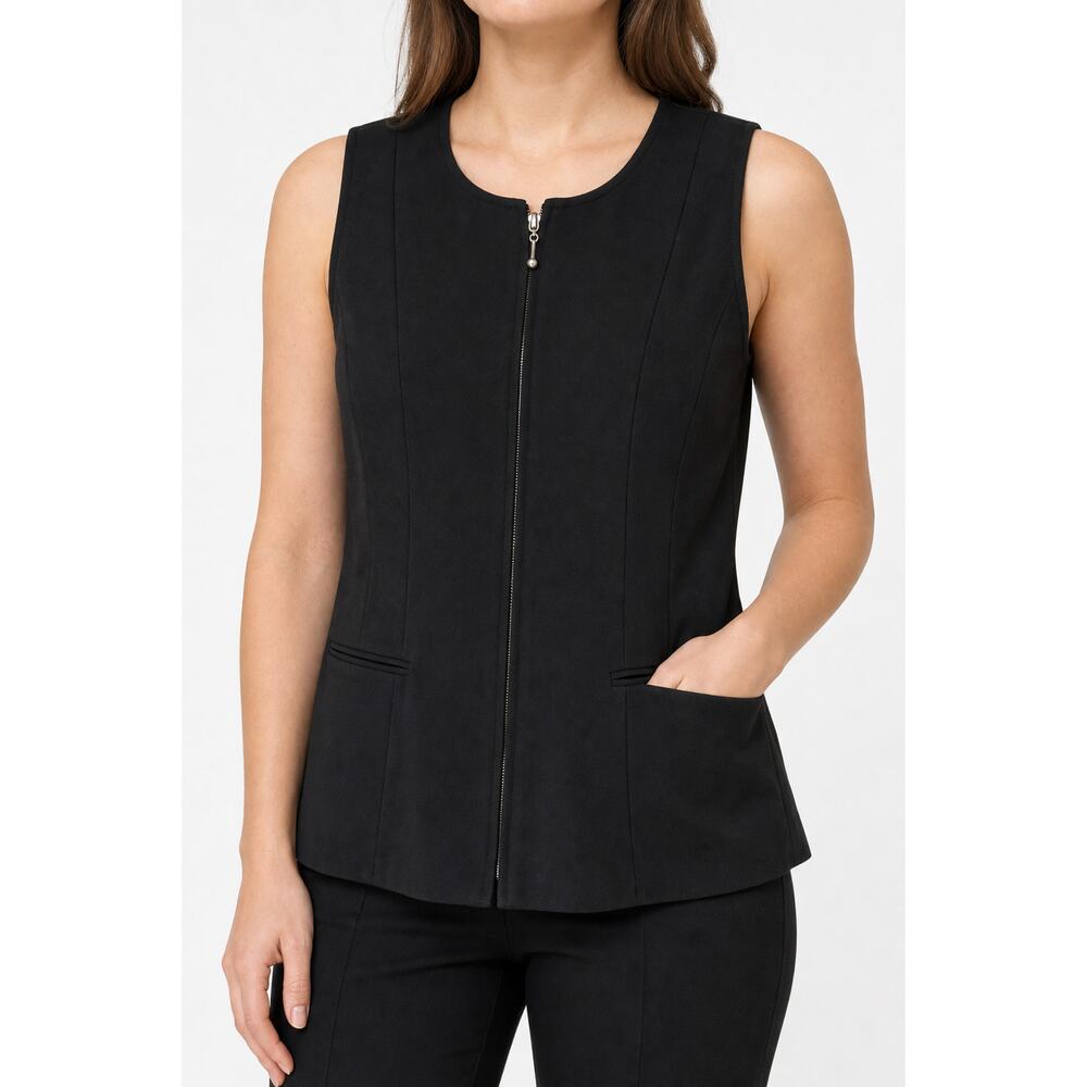 Ann Taylor LOFT Black Zip Front Sleeveless Vest Size 10